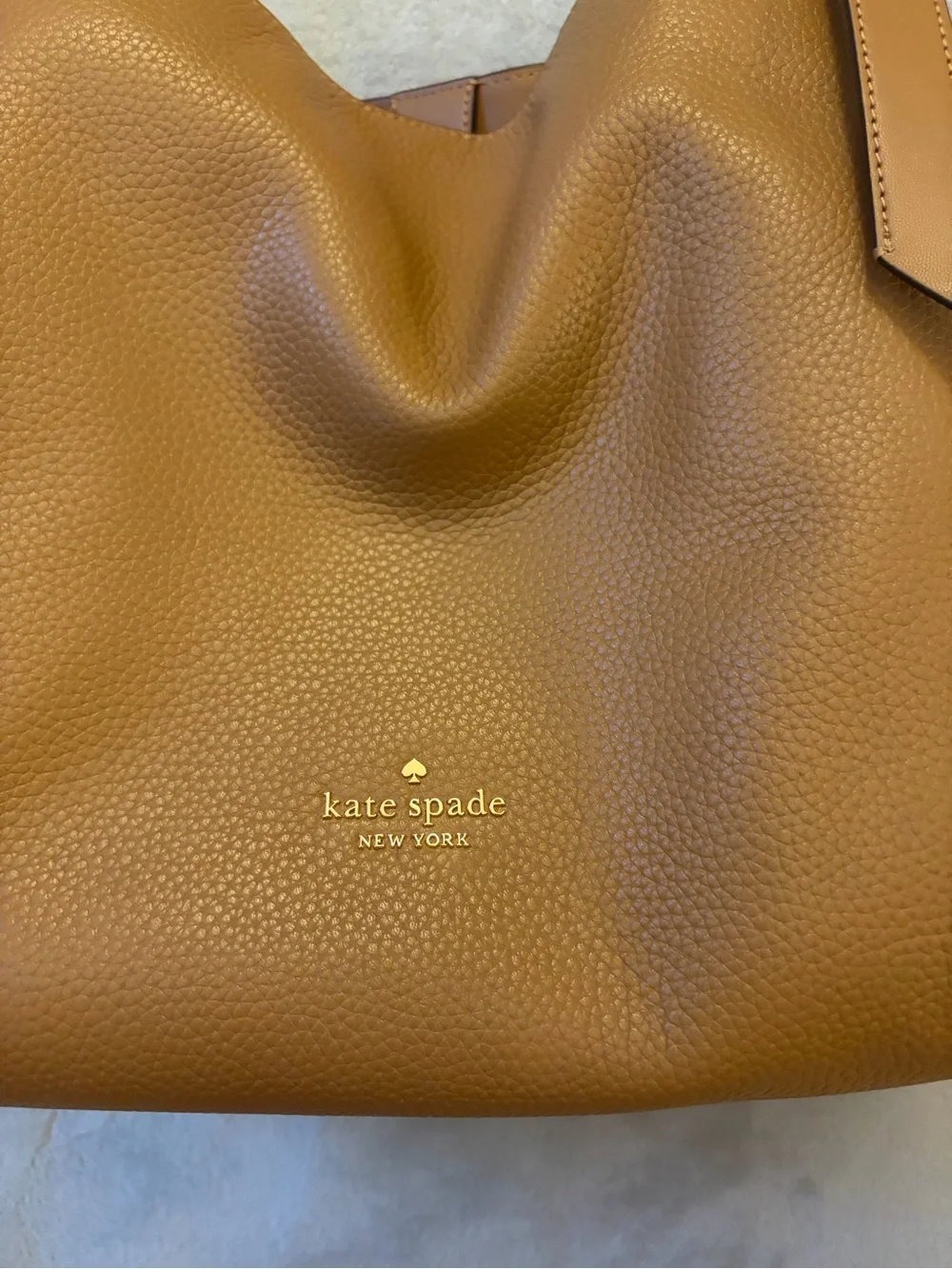 kate spade Cognac Pebbled Leather Shoulder Tote